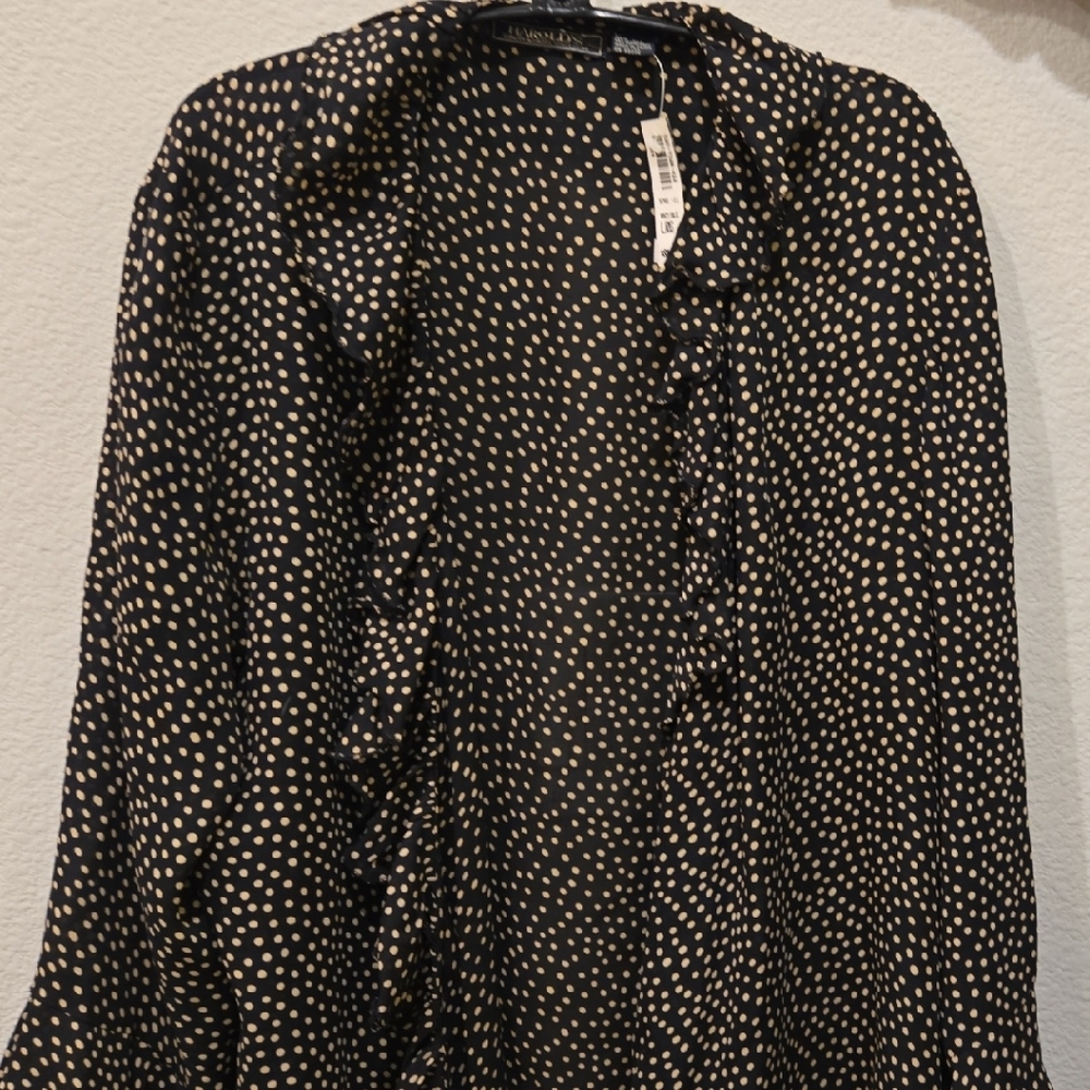HAROLD'S Black & Cream Blouse / Elegant / 100% Silk (NWT)